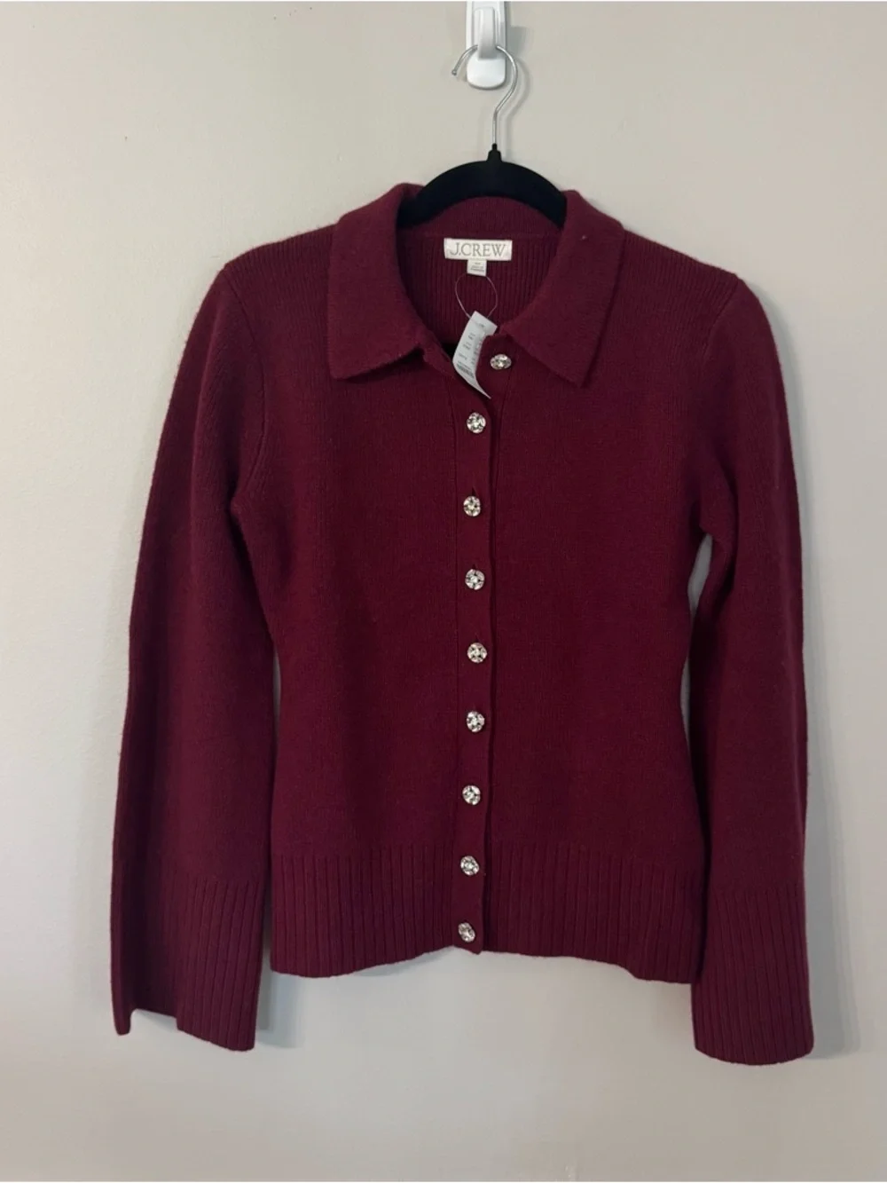 J. Crew Lamb’s Wool Milano-Stitch Cinched-Waist Cardigan Sz XS NWT